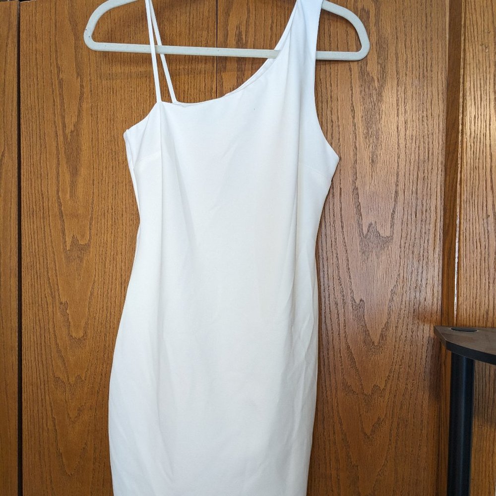 Lulu’s White Bodycon One Shoulder Dress